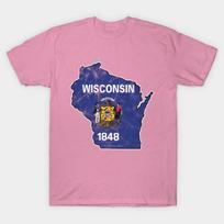T Shirt Women Wisconsin State 1848 Map Harajuku Print Kawaii Tshirt Summer Short Sleeve Female T-Shirt Top Tee S rožinė