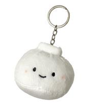 Lovely Plush Steamed Dumpling Keychain Soft Bun Doll Ornament for Bags and Keys Food Pendant Keyring for Everyday Use white