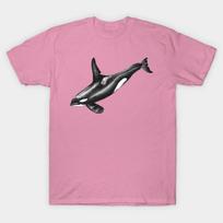 T Shirt Women Orca Killer Whale Ink Drawing Harajuku Print Kawaii Tshirt Summer Short Sleeve Female T-Shirt Top Tee S rožinė