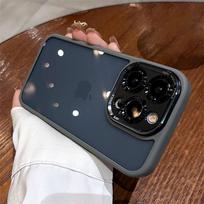 Luxury Transparent Full Metal Camera Lens Protection Phone Case For iPhone 16 Pro Max Plus Clear Hard Soft Shockproof Back Cover For iPhone 16 pilka spalva