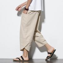 Men Brand Linen Pants For Men Baggy Large Pocket Cropped Oversize Trousers Loose Harem Casual Pants Male XXXXXL