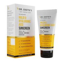 Dr. Sheth's Kurkumos ir Hialurono Rūgšties Apsauginis Kremas nuo Saulės su 1% Hialurono Rūgšties | SPF 50+ | PA+++ | Apsaugo nuo UVA/UVB | Unisex - 50g - Visų Tipų Odai gray