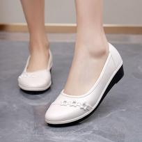 Women Classic Light Weight Round Toe Rubber Slip on Flat Loafers Lady Casual Hotel Office Work Shoes 40 balta