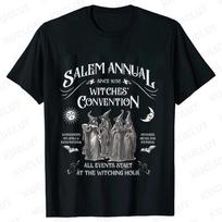 Salem Witch T-Shirts for Women Vintage Funny Halloween T Shirts Short Sleeve Loose Trendy Spooky Season Graphic Tees Retro Tops S