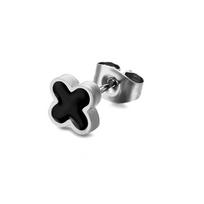 Fashion Popular Titanium Steel Four-Leaf Clover Oil Drop Earrings Fashion Ear Rod Ear Bone Studs