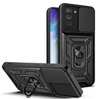 Samsung Galaxy S21Ultra S21 Plus dėklas su slankiojančiu fotoaparato objektyvo apsauginu telefono dangteliu Galaxy S21 Ultra S 21 FE 5G su žiediniu stovu Funda For Galaxy S21 juoda