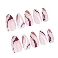 Almond Press on Nails Glossy Fake Nails Stick on Nails in 12 Sizes 24Pcs French Nails Tips for DIY Nail Art Decorations