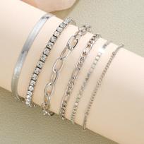 6 vnt./rinkinys Bohemiški daugiasluoksnės plonos grandinėlės apyrankės moterims Nerūdijančio plieno minimalistiniai cirkonio aukso spalvos metaliniai bangle papuošalai