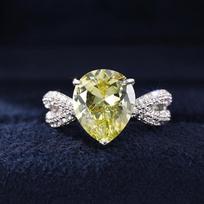 Huitan Waterdrop Cubic Zircon Rings for Women Light Yellow Color Pear Rings Luxury Bridal Wedding Accessories New Trendy Jewelry 6 gray
