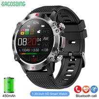 SACOSDING Newest Men Smart Watch 1.39inch Touch Screen Outdoor Sport Smartwatch 450mAh Long Battery Life Fitness Tracker Smart Watch gray
