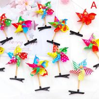 10Pcs 3D Windmill Hair Clip Child Girls Colorful Rainbow Duckbill Hairpin Plasti A