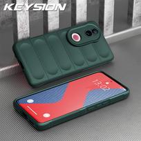 KEYSION Shockproof Matte Phone Case for VIVO V50 5G Anti-skid Soft Silicone Phone Back Cover for VIVO V50 5G for VIVO V50 žalia