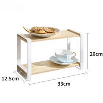 Double Layer Storage Rack Kitchen Spices Plank Shelf Home Stainless Steel Sundries Organization Rack Table Cutlery Metal Holders