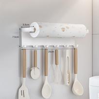 Kitchen Magnetic Spice Rack for Refrigerator Side Shelf Multifunction Roll Paper Holders Home Kitchenware Metal Storage Row Hook Gluey