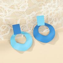Dopamine Geometric Irregular Circle Earrings Female Japan Korean Simple Personality Earrings Artistic Fashion Jewlery mėlyna