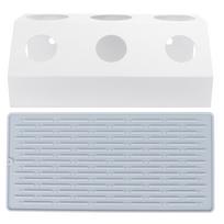 Soda Bottle Drainer Tabletop 3 Holes Bottles Draining Rack with Pad for Kitchen Dining RoomWhite white