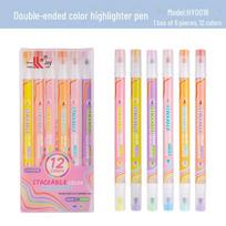 Dual-Tip Highlighter Set for Students Chisel tip pink