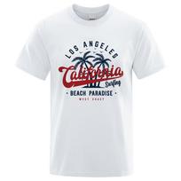 Los Angeles California Beach Paradise Men Tops Fashion Crewneck T-Shirt Breathable Oversize Clothes S