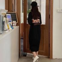 Women's Summer Long Over Knee Lazy T-shirt Dress Slimming Slit Dress Loose Plus Size Dress M juoda