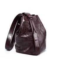 Lazy and Comfortable Pleated Head Layer Leather Bucket Bag Women's Spring Summer Deluxe Tote Bag