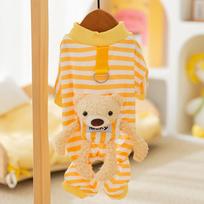 Dog Autumn and Winter Breathable German Velvet Striped Three-dimensional Bear Four-legged Loungewear Cat Air-conditioned Clothing Pet Dog Clothes XS