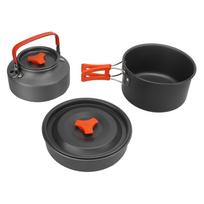 Camping Cooking Set with Tea Kettle Storage Bag Frying Pan Portable Camping Cookware Set for 2 To 3 L black