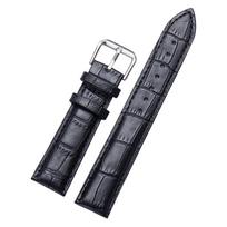 Madingas odinis vyriškas moteriškas laikrodžio dirželis su nerūdijančio plieno sagtimi, dekoruotas (Juoda-14mm) gray