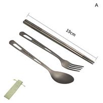 Pure Titanium Tableware Set Household Frosted Knife And Fork Spoon Chopsticks 3pcs