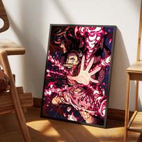 Demon Slayer Nezuko Kamado  Anime Posters Sticky Waterproof Paper Sticker Coffee House Bar Kawaii Room Decor 21cm×30cm NoFrame black