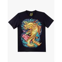 West Coast Gangster Dragon Pattern Printed 100% Cotton Men's T-shirt O-Neck Short Sleeve Tee Loose Large Size Clothing Y2k Tops XXXXXL dangaus mėlyna spalva