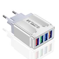 Greitas 4 USB įkroviklis Quick Charge 3.0 Greitas USB sieninis įkroviklis Nešiojamas mobilus įkroviklis QC 3.0 Adapteris Xiaomi IPhone X EU US kištukas EU Plug balta