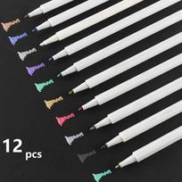 12pcs Metallic Pen, DIY Scrapbooking Crafts Marker stationery 12pcs white