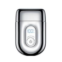 Mini elektrinis skustuvas LED ekranas USB įkraunamas vandeniui atsparus 3 galvučių nešiojamas kelioninis skutimosi skustuvas vyrams barzdos kirpiklis plaukų šalinimo įrankis sidabras