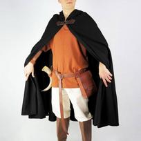 Halloween Hooded Cape Medieval Vampire Mantle Pirate Robe Battle Warrior Cosplay Costume juoda