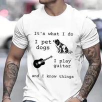 Men's T-shirts It's What I Do Funny Cat Print Shirts for Men Guitar Player Lover Tshirts Short Sleeve Clothes Guitarist T-Shirt S smėlis