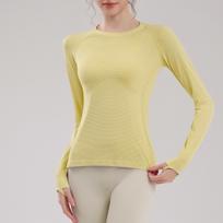 Women's Nude Quick-Dry Long Sleeve Sports Top for Pilates, Yoga, Running, Cycling & Slimming Large geltona