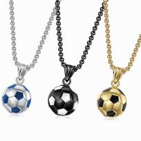 Stilingas nerūdijančio plieno vyriškas futbolo pakabukas su grandinėle Steel black pendant without chain gray