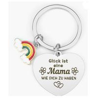 German Glück Mother's Day Keychain - Stainless Steel Rainbow Cherry Blossom Pendant