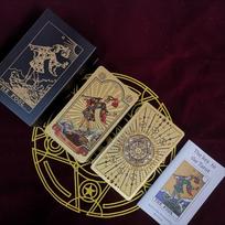 Saulės Deivės Jojikės Tarot Denis 78 Auksinės Folijos Kortos, PET Plastikas Atsparus Vandeniui ir Įbrėžimams 12x7cm black