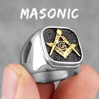 Retro Masons simbolis Paprastas pakabukas Nerūdijančio plieno Vyriški žiedai Masonų Templierių Vyrams Bikerio papuošalai Kūrybos dovana 8