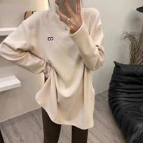German Vel Loose Thickened Long-sleeved T-shirt for Women In Spring, Autumn and Winter New Style Mid-length Half-turtleneck Top S