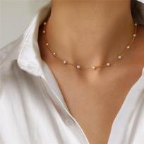 White  Imitation Pearl Chain Choker Necklace for Women Short Gold Color Clavicle Chain Necklace Jewelry Gift