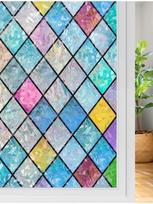 3D Vitražo Langų Plėvelė - Vaivorykštės Holografinė Privatumo Statiškai Prilimpanti UV Blokuojanti Dekoratyvinė Danga Namų Vonios Kambario Stiklui 30x100 cm blue