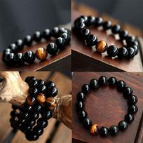 Vyriški moteriški papuošalai Agatas Tiger Eye Beads Bangle Apyrankė Naujas atvykimas 8 mm black