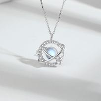 Original Romantic Planet Necklace Female ins Niche Design Collarbone Chain Moonstone Star Pendant