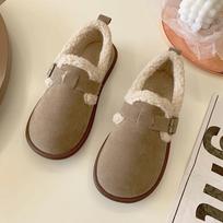 2025Waterproof Ankle Boots Lazy Moccasin Driving Shoes Winter Retro Women's Lamb Wool Shoes Warm Fur Flat Loafers Women Outdoor 35 chaki