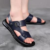 Vyriški sandalai Mada Laisvalaikio paplūdimio batai vyrams Unisex Odiniai vyriški sandalai Neslystančios patogios šlepetės vyrams Sandalas De Hombre 38 mėlyna