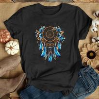 Dreamcatcher Print T Shirt Fans Summer Casual Short Sleeve Tee Cute Loose T Shirts(Premium T-shirt) M juoda