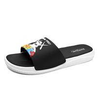 Summer new mandarin duck-colored sandals men's casual one-word drag black and white outer wear home travel fashion flat-bottomed slippers 39 black