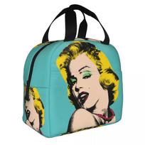 Pop Art Auksinė Warhol Pietų dėžutė Daugkartinio naudojimo Vandeniui atspari Terminė Šaldytuvas Maistas Auksas Mergaitė Monroe Izoliuotas Pietų krepšys moterims Darbo krepšiai 22x20x13CM rožinė